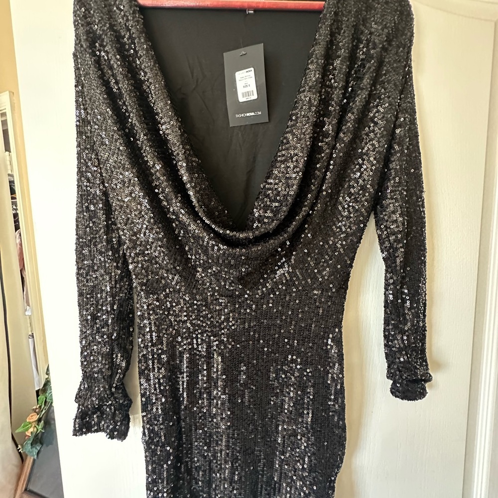 Fashion Nova Black Sequin Mini Dress